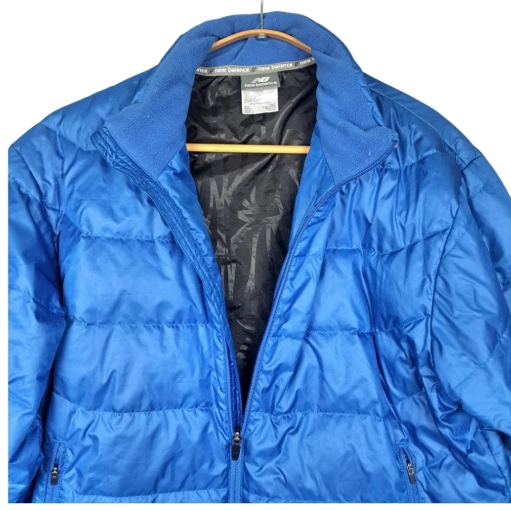 New Balance Men's M Down Puffer Jacket Sleek Blue EUC